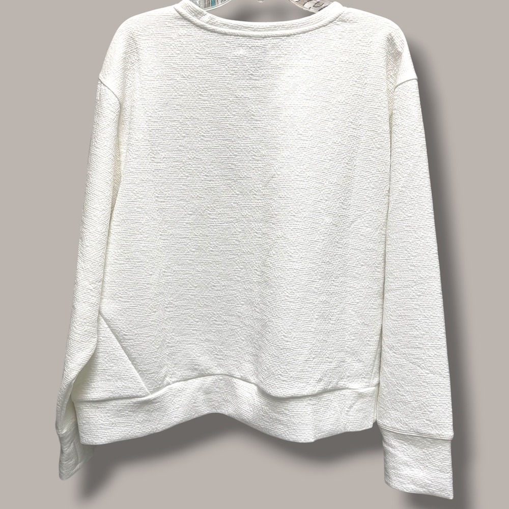 Nine West Active Womens 3X Off-White Textured Jacquard Long Sleeve Sweatshirt - Picture 4 of 6